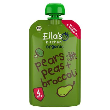 Foto van Ella's kitchen peren, doperwten + broccoli 4+ bio 120g bij jumbo