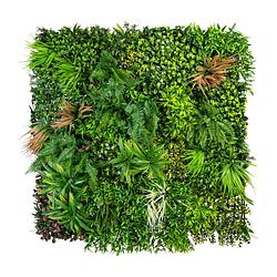 Foto van Kopu® kunstplant plantenmat 100x100x12 cm varen/gras/blad - groen