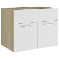 Foto van The living store gootsteenkast - badkameropbergkast - 60 x 38.5 x 46 cm - wit en sonoma eiken