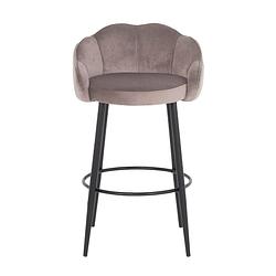 Foto van Giga meubel barstoel velvet - grijs - zithoogte 75 cm - stoel jeff