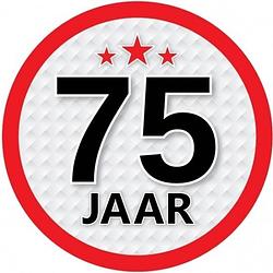 Foto van 10x 75 jaar leeftijd stickers rond 15 cm verjaardag versiering - feeststickers