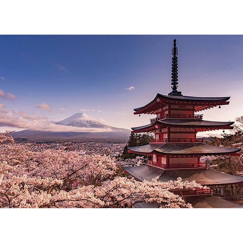 Foto van Pyramid mount fuji blossom poster 140x100cm