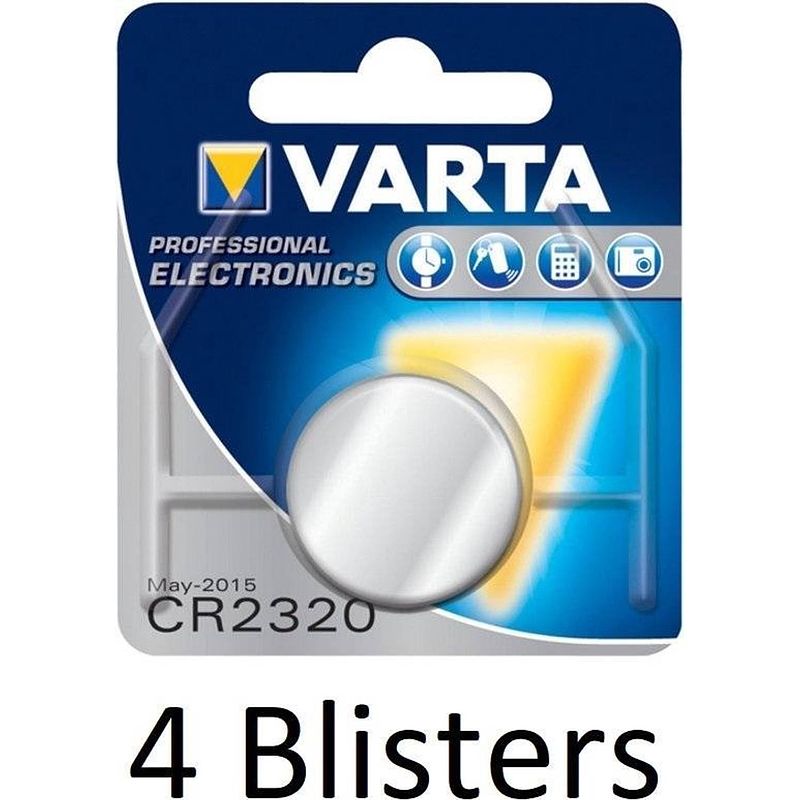 Foto van 4 stuks (4 blisters a 1 st) varta cr2320 knoopcelbatterij