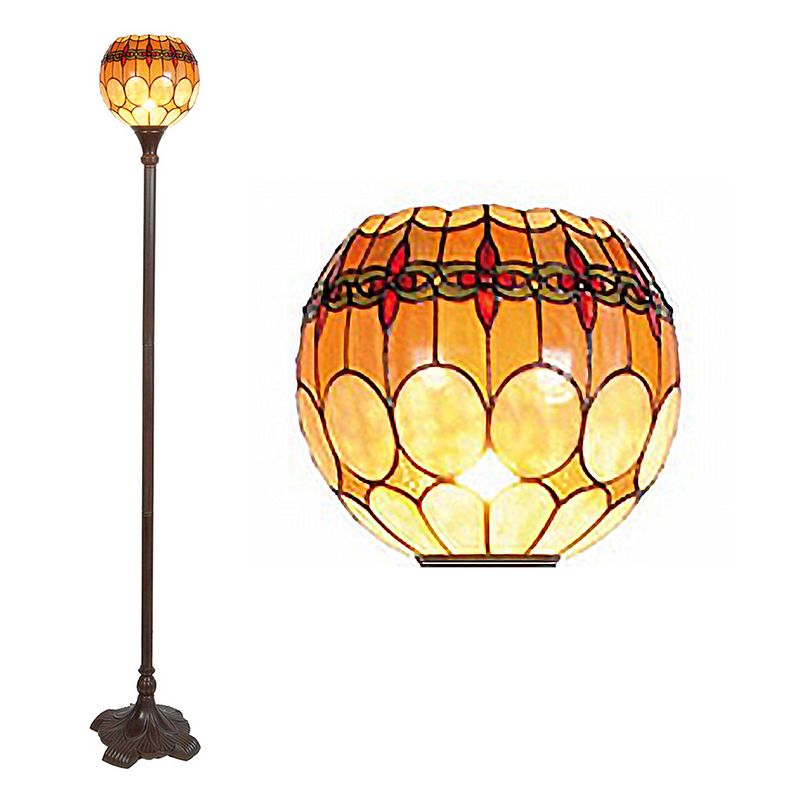 Foto van Haes deco - tiffany vloerlamp bruin, geel ø 27x184 cm e27/max 1x60w