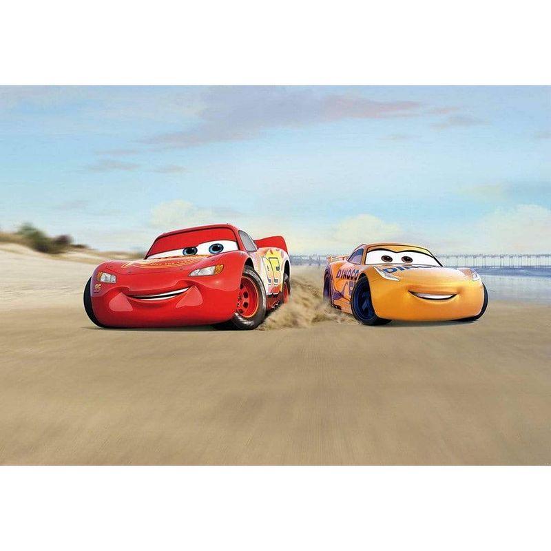 Foto van Komar cars beach race fotobehang 368x254cm 8-delig