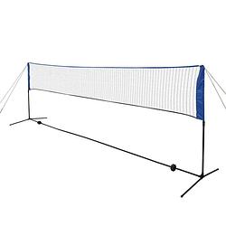 Foto van The living store recreatieve badminton net set - 500 x 72 cm - inclusief accessoires