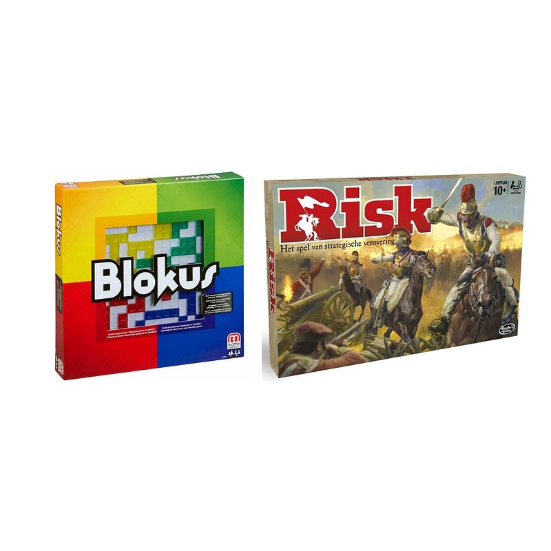 Foto van Spellenbundel - bordspel - 2 stuks - blokus & hasbro risk