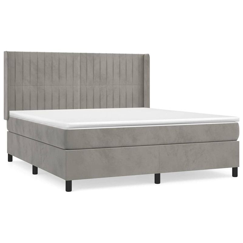 Foto van The living store bed the living store - boxspringbed - fluweel - 180x200x20 cm - pocketvering