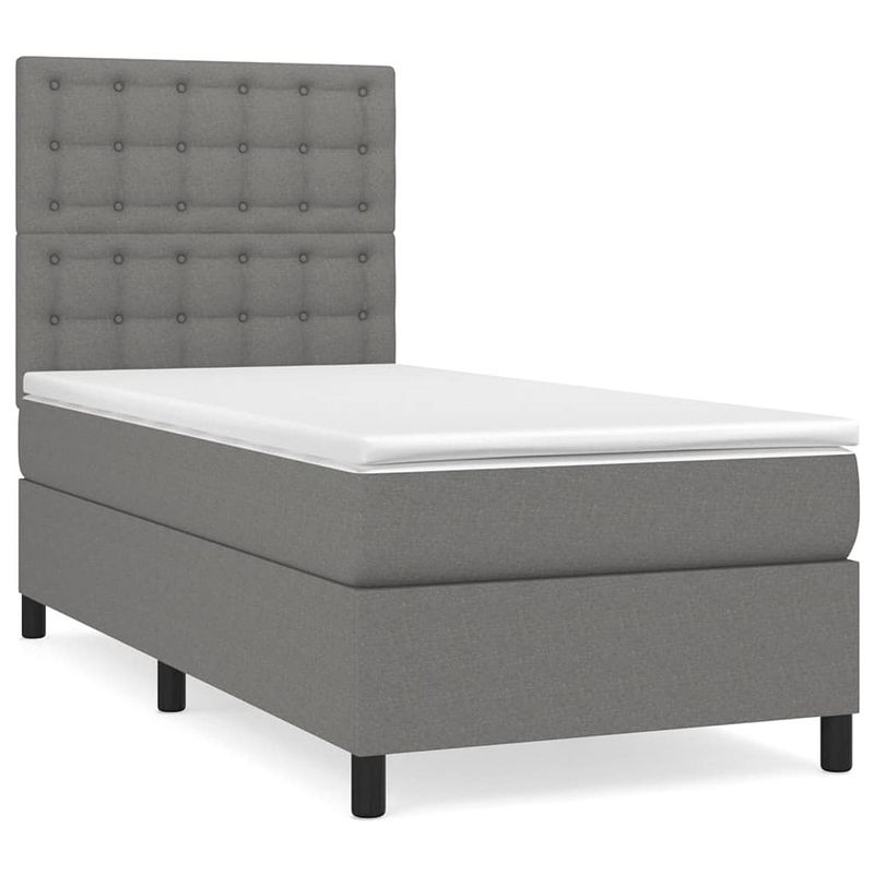 Foto van The living store boxspringbed - comfort - bed - 203 x 100 x 118/128 cm - donkergrijs