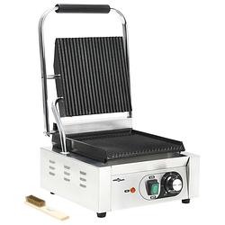 Foto van Vidaxl panini grill gegroefd 1800 w 32x41x19 cm roestvrij staal