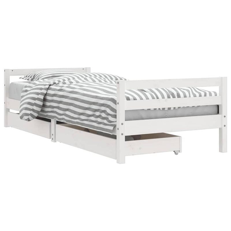 Foto van Vidaxl kinderbedframe met lades 80x200 cm massief grenenhout wit