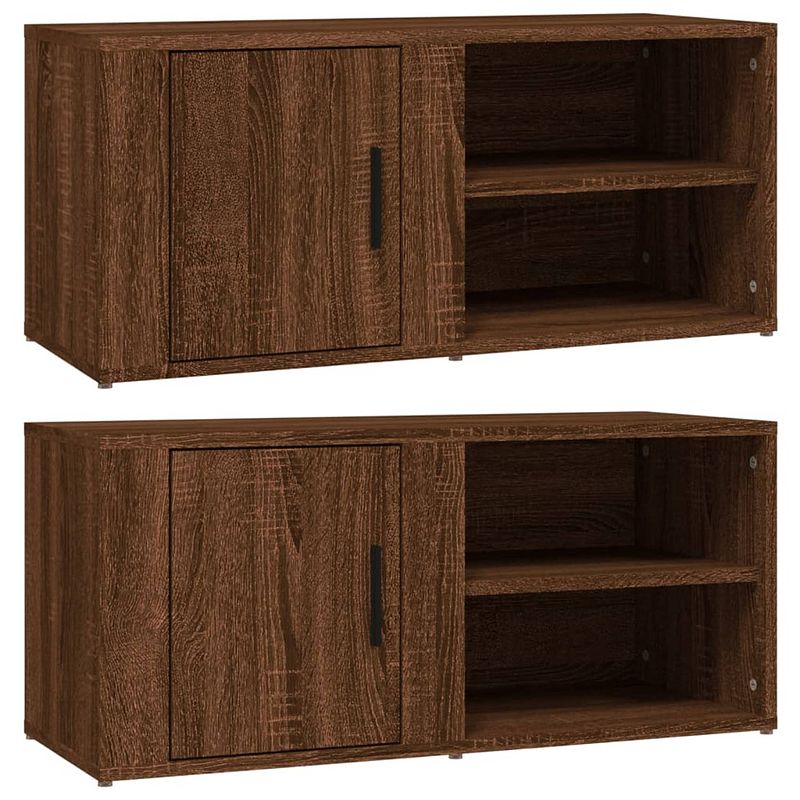 Foto van Vidaxl tv-meubels 2 st 80x31,5x36 cm bewerkt hout bruineikenkleurig