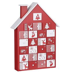 Foto van House of seasons aftelkalender huis 27,5 x 38,5 cm hout wit/rood