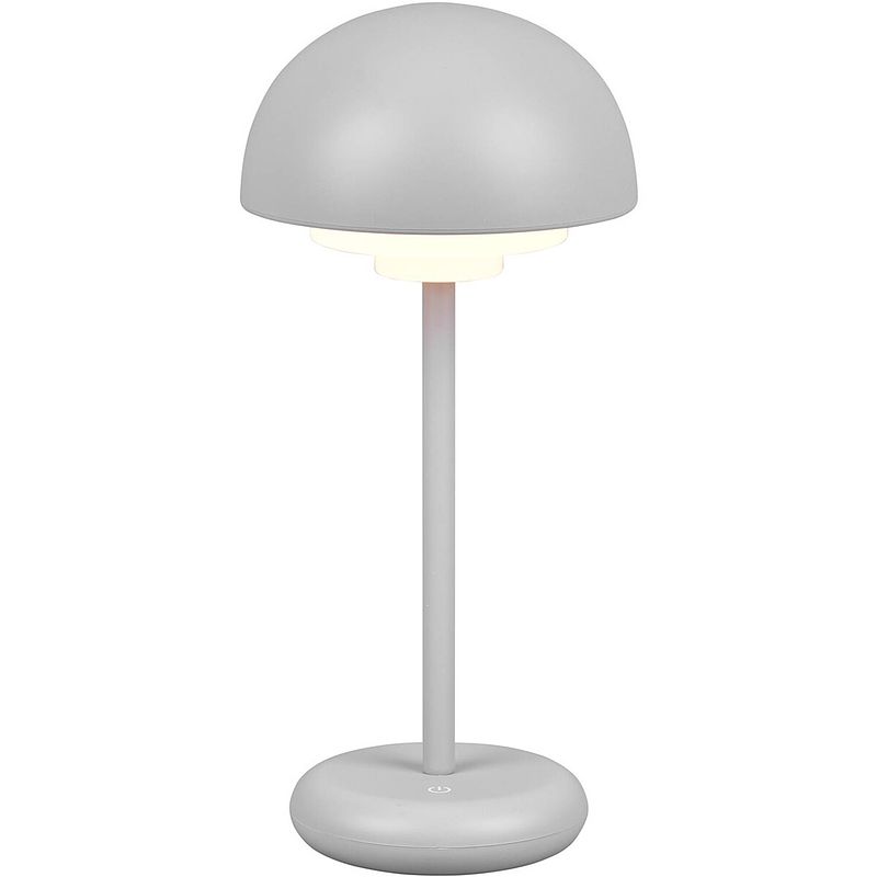 Foto van Led tafellamp met opbaadbare batterijen - trion berna - 2w - warm wit 3000k - spatwaterdicht ip44 - dimbaar - rond - mat