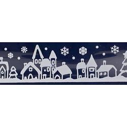 Foto van 1x witte kerst raamstickers witte stad met huizen 12,5 x 58,5 cm - feeststickers