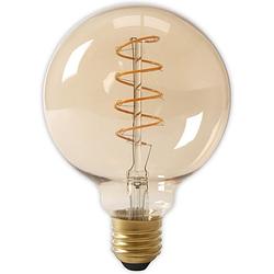 Foto van Calex led full glass flex filament globe lamp 240v 4w 200lm e27 g125, gold 2100k dimmable, energy label a