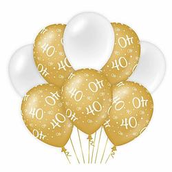 Foto van Paperdreams 40 jaar leeftijd thema ballonnen - 24x - goud/wit - verjaardag feestartikelen - ballonnen
