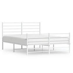 Foto van Vidaxl bedframe met hoofd- en voeteneinde metaal wit 135x190 cm