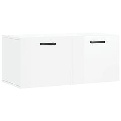 Foto van The living store zwevende wandkast - hoogglans wit - 80 x 36.5 x 35 cm - bewerkt hout