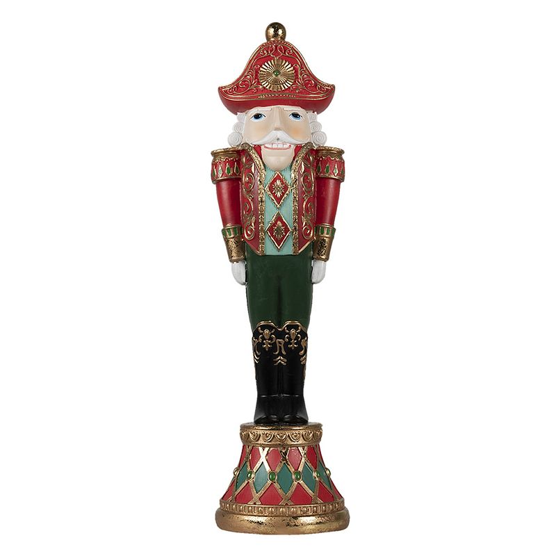 Foto van Haes deco - kerst notenkraker kleur rood, 10x10x36 cm, kerstfiguur - kerstdecoratie