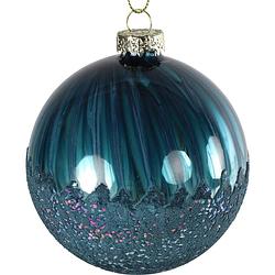 Foto van Tom kerstbal sicco 8 cm glas blauw/goud