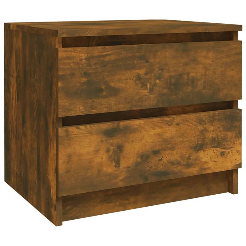 Foto van The living store nachtkastje gerookt eiken - bewerkt hout - 50 x 39 x 43.5 cm - praktisch - stijlvol