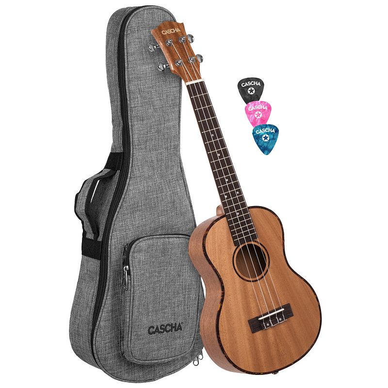 Foto van Cascha hh 2048 premium tenor ukelele met tas en plectra