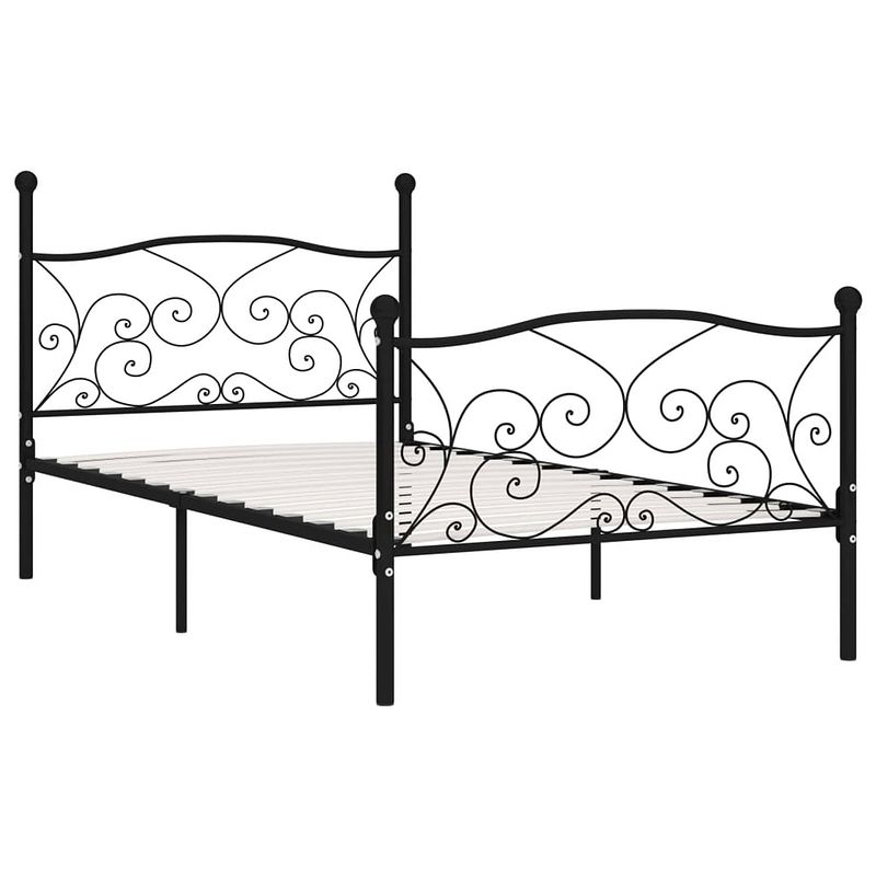 Foto van The living store metalen bedframe - zwarte - 211 x 109 x 105 cm - geschikt voor 100 x 200 cm matras - stevige