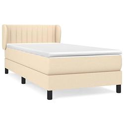 Foto van The living store boxspringbed - crème - 203x103x78/88 cm - pocketvering matras - middelharde ondersteuning -