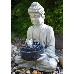 Foto van Heissner vijverfiguur boeddha 37x31x50 cm grijs