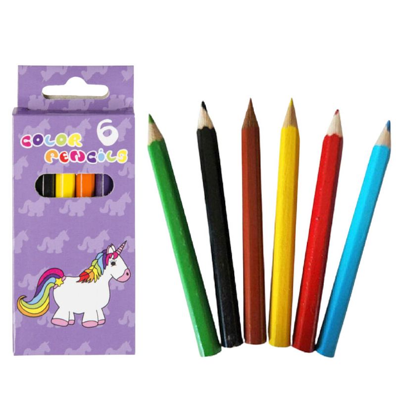 Foto van Decopatent® uitdeelcadeaus 24 stuks 6-delige unicorn kleurpotloodjes -