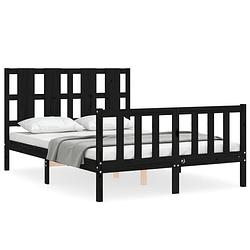 Foto van The living store bed grenenhouten - bedframe - 205.5x145.5x100 cm - zwart- montage vereist