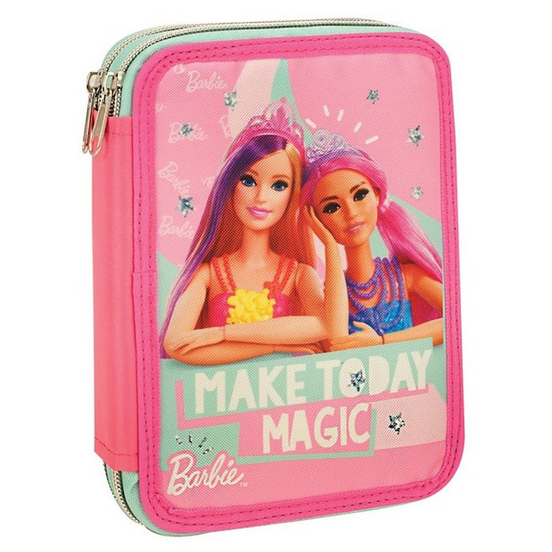 Foto van Barbie etui meisjes 15 x 8 cm polyester roze 27-delig