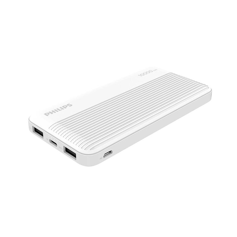 Foto van Philips powerbank 10.000 mah dlp7719n/04 - 2 usb-a - micro-usb en usb-c - wit