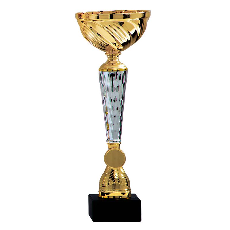 Foto van Luxe trofee/prijs beker - goud/zilver - smal - metaal - 28 x 10 cm - fopartikelen