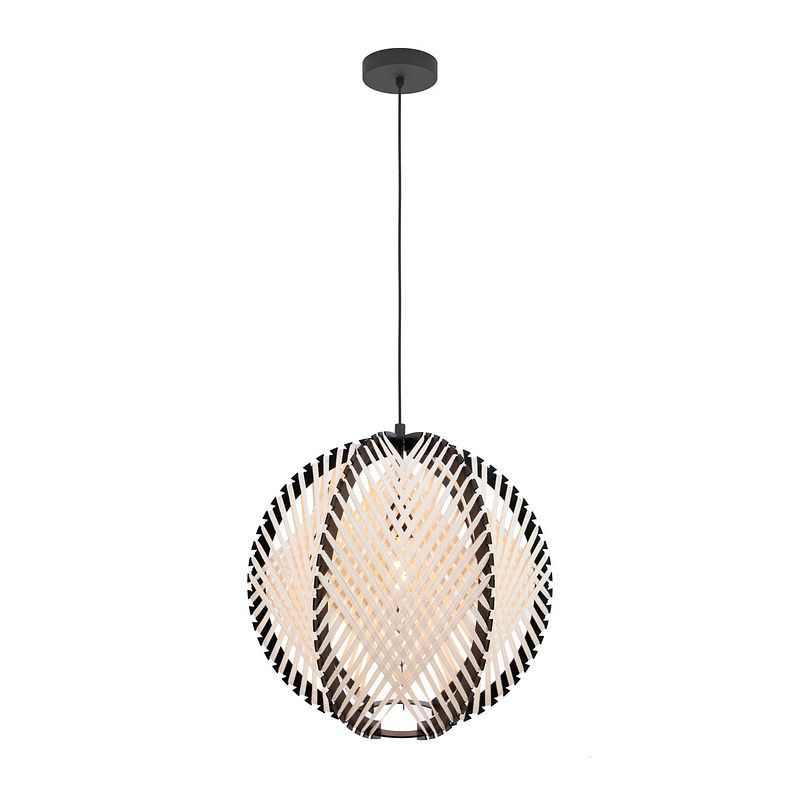 Foto van Eglo waverton hanglamp - e27 - ø 40 cm - zwart/wit - textiel