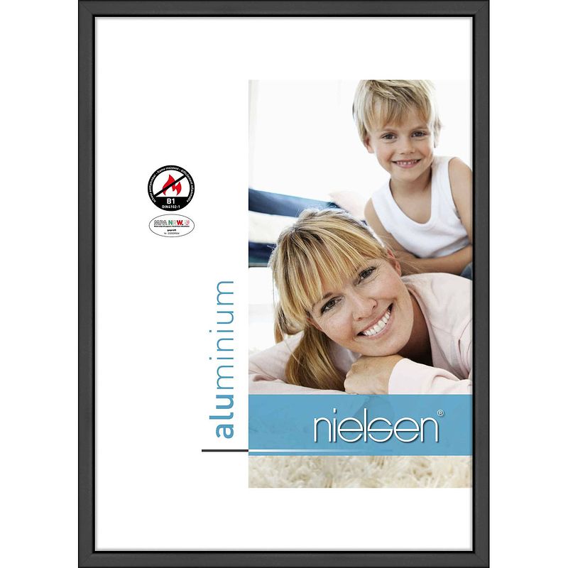 Foto van Fotolijst poster frame a4 brandvertragende vlamvertragende wissellijst zwart aluminium b1 certificering din 4102 - 1