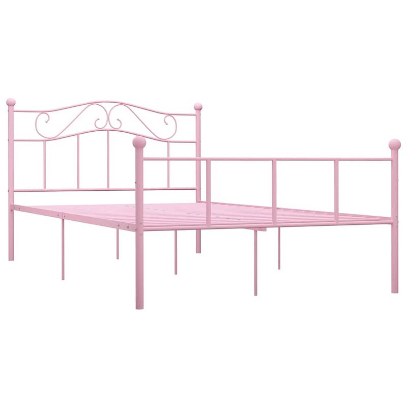 Foto van The living store metalen bedframe - elegant en klassiek - 208 x 127.5 x 95 cm - roze - geschikt voor 120 x 200 cm