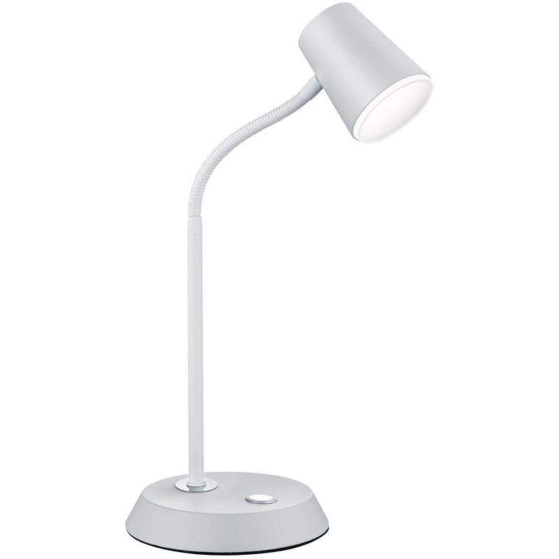 Foto van Led bureaulamp - tafelverlichting - trion narca - 4w - warm wit 3000k - rond - mat wit - aluminium