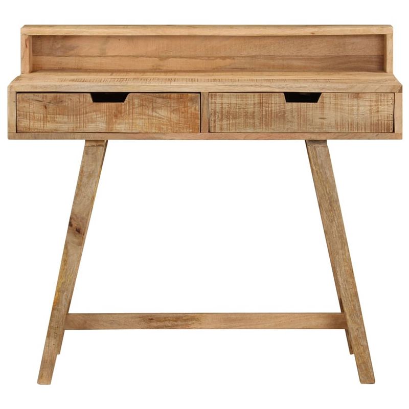 Foto van The living store bureau vintage stijl - massief ruw mangohout - 100x45x90 cm - met 2 lades