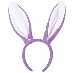 Foto van Bunny oren paars met wit voor volwassenen - verkleedhoofddeksels