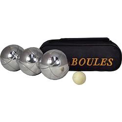 Foto van Jeu de boules set 3 ballen/1 but in draagtas - jeu de boules