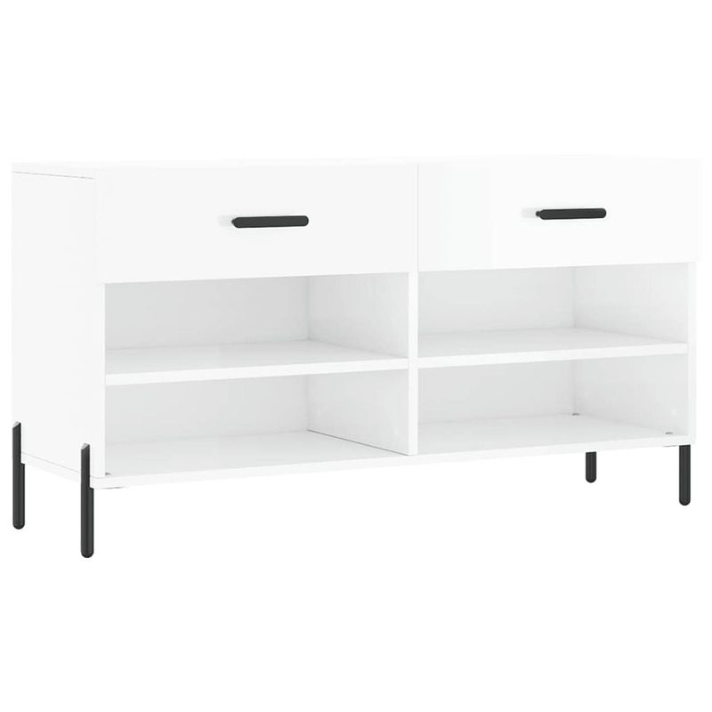 Foto van The living store schoenenbank - trendy - opbergen - 102 x 35 x 55 cm - hoogglans wit