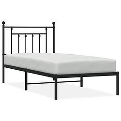 Foto van Vidaxl bedframe met hoofdbord metaal zwart 80x200 cm