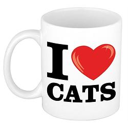 Foto van I love cats koffiemok / beker 300 ml - cadeau voor katten/ poezen liefhebber