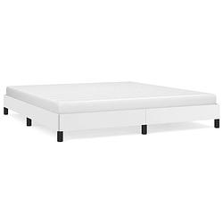 Foto van The living store bedframe wit kunstleer - 203x163x25 cm - ondersteunende poten - multiplex lattenbodem - geschikt voor