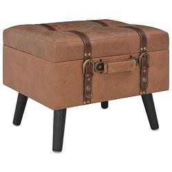 Foto van The living store krukkenset - bruin - 85 x 38 x 47 cm - 40 x 33 x 33 cm - pvc - opbergruimte