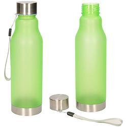 Foto van Waterfles/drinkfles/sportfles - 2x - groen - kunststof - rvs - 600 ml - drinkflessen