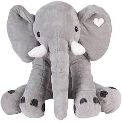 Foto van Speelgoed knuffel olifant van zachte pluche - grijs - 65 cm - knuffeldier