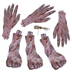 Foto van Horror/halloween thema vlaggenlijn feestslinger - bloederige ledematen - plastic - 183 x 30 cm - vlaggenlijnen